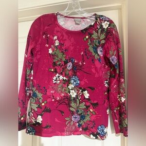 Chico's Vibrant Floral Long Sleeve Top - Fuchsia